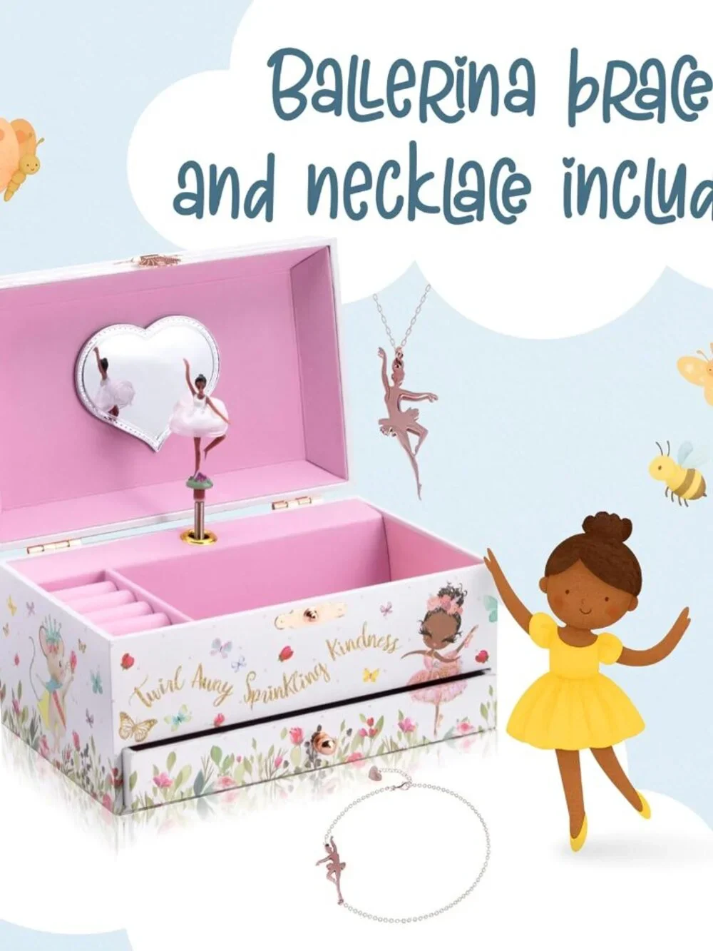 The Memory Building Co Black Ballerina Musical Jewelry Box Plays Classic Melody,